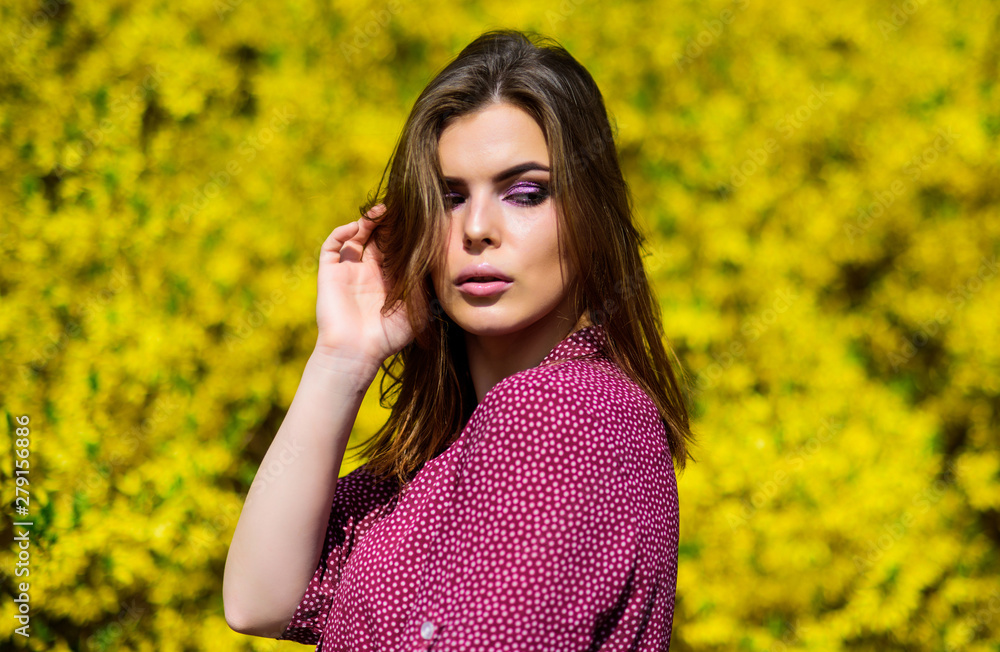 pretty woman skincare. girl like nature. summer blooming trees and yellow flowers. natural beauty makeup. hair fashion. sexy woman in spring blossom. fashion beauty. Pleasant time spending pretty woman skincare. girl like nature. summer blooming trees and yellow flowers. natural beauty makeup. hair fashion. sexy woman in spring blossom. fashion beauty. Pleasant time spending