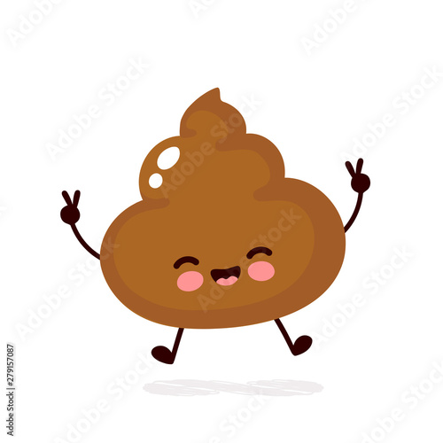 Cute happy smiling poop character.