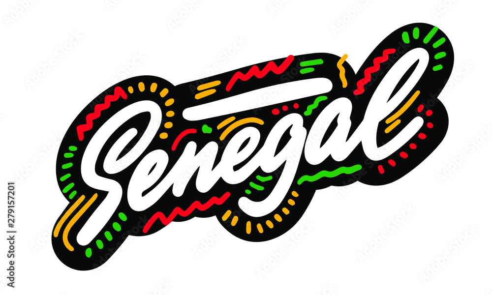 Senegal  Word Text  Creative Handwritten Font Design Vector Illustration. - Vector