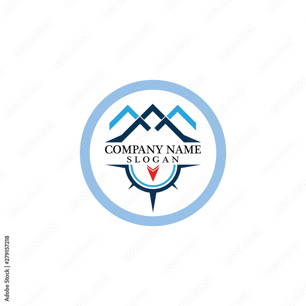 Mountain adventure logo design. Compass icon symbol Mountain adventure logo design. Compass icon symbol