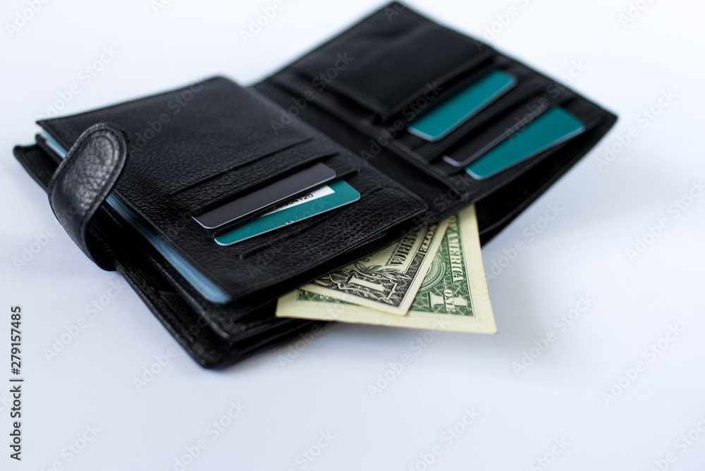 wallet with money isolated on white background wallet with money isolated on white background