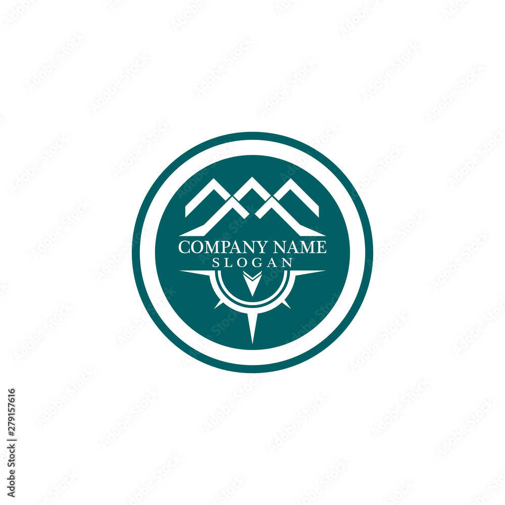 Mountain adventure logo design. Compass icon symbol Mountain adventure logo design. Compass icon symbol