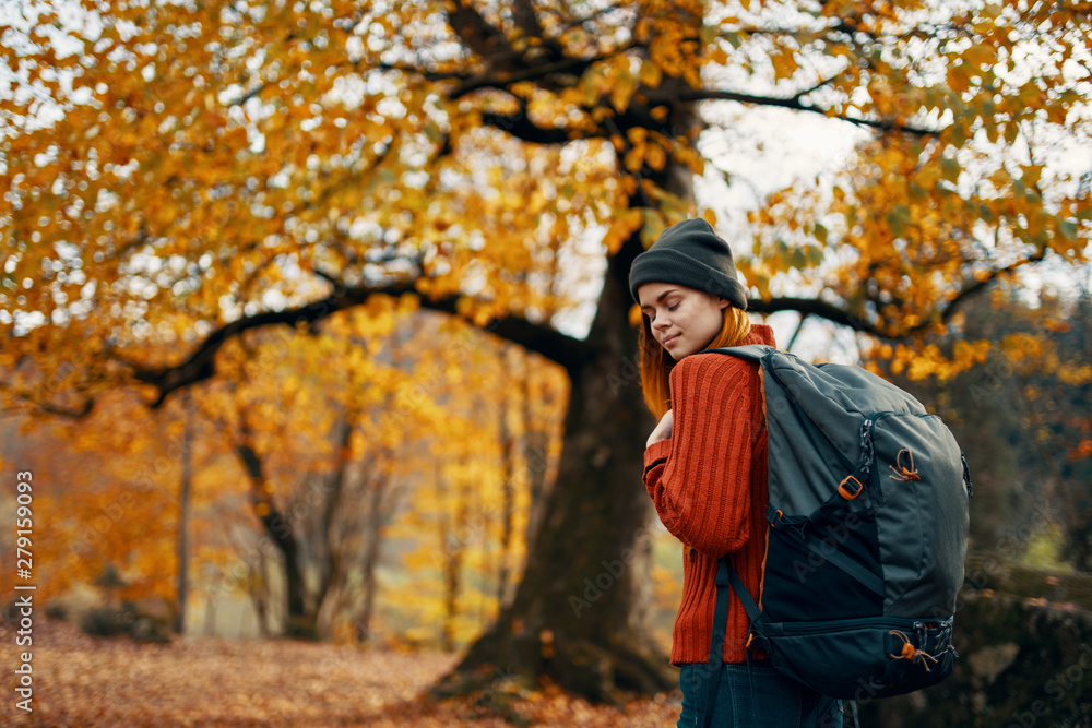 portrait of young woman in autumn park portrait of young woman in autumn park