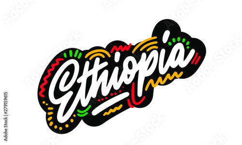 Text word art lettering design vector of country name for Ethiopia