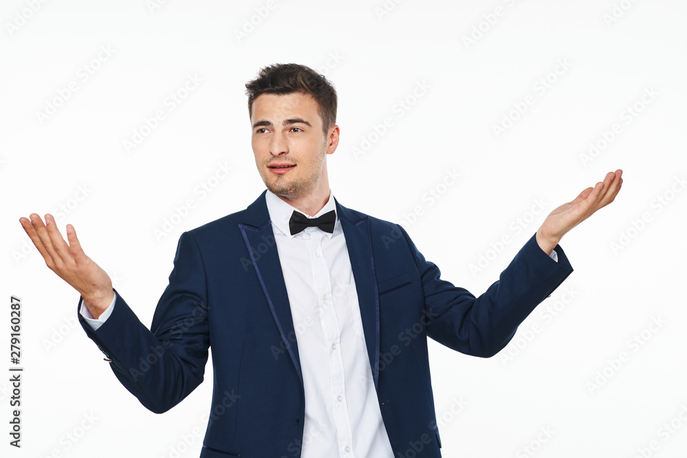 happy businessman with arms raised happy businessman with arms raised