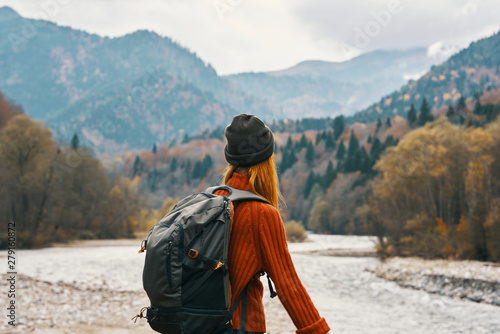 hiker on the top of mountain