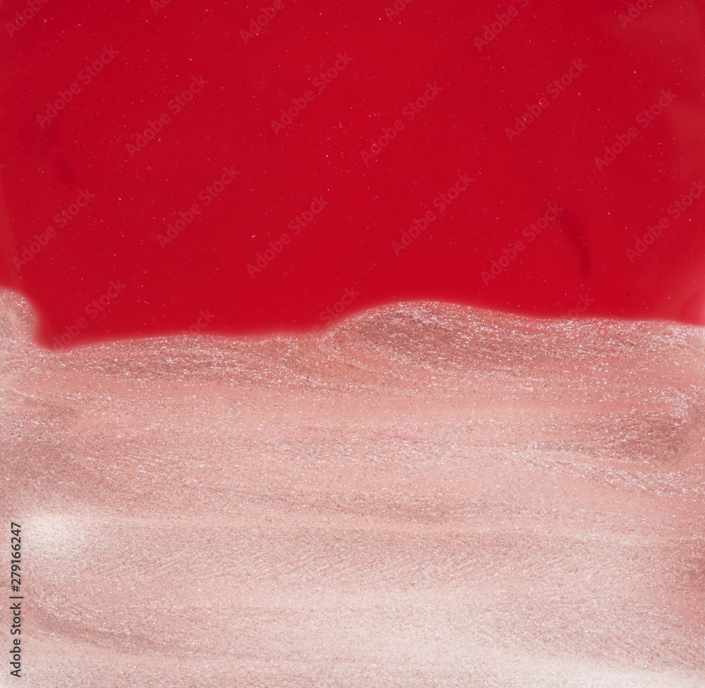 Fototapeta premium Gently pink strokes and texture of lip gloss or acrylic paint isolated on white background