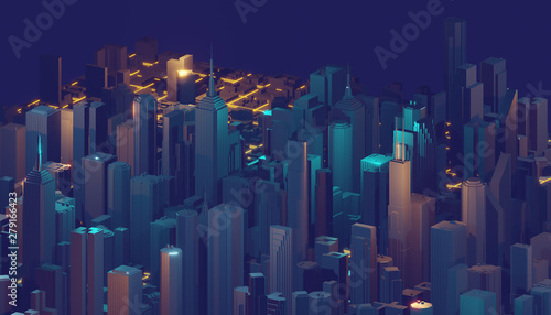 Techno mega city  urban and futuristic technology concepts  original 3d rendering.