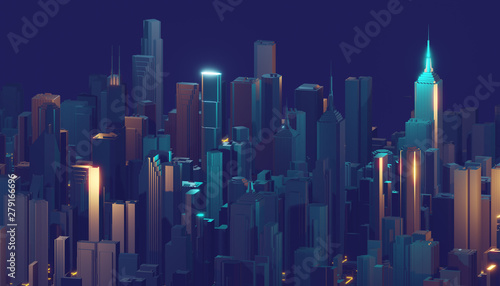 Techno mega city, urban and futuristic technology concepts, original 3d rendering.