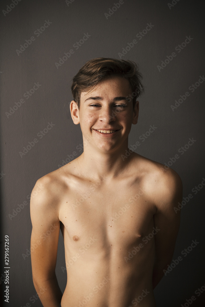 portrait of young boy with acne problems portrait of young boy with acne problems