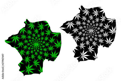 Nigde (Provinces of the Republic of Turkey) map is designed cannabis leaf green and black, Nigde ili map made of marijuana (marihuana,THC) foliage,....