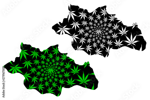 Siirt (Provinces of the Republic of Turkey) map is designed cannabis leaf green and black, Siirt ili map made of marijuana (marihuana,THC) foliage,....
