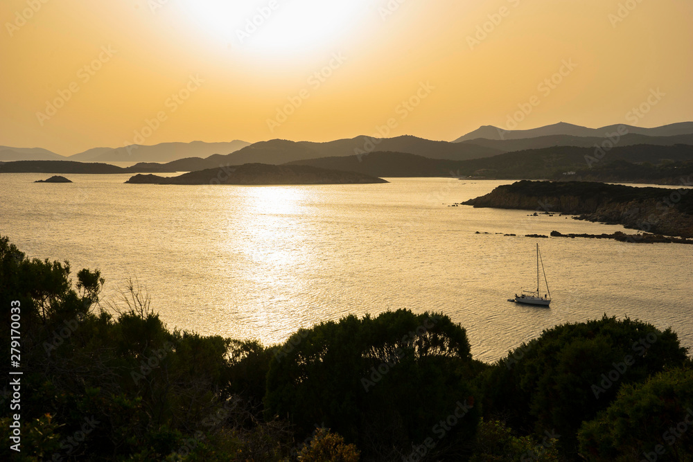 sunset on the south Sardinia coast