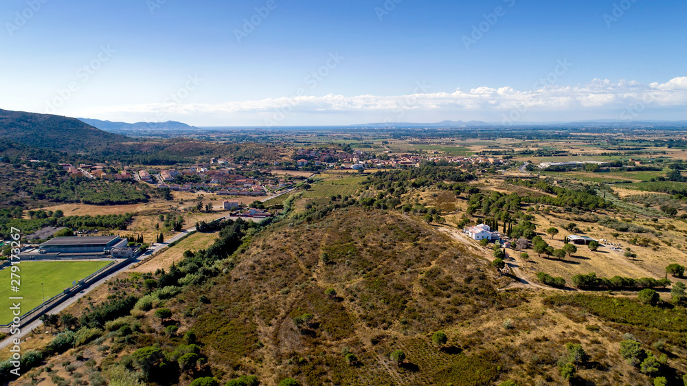 Aerial photography of Vilajuiga village in Catalonia, Spain