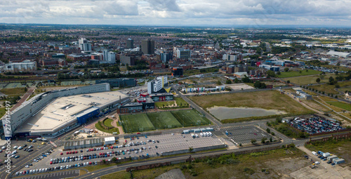 The industrial skyline of old Middlesbrough near the River Tees