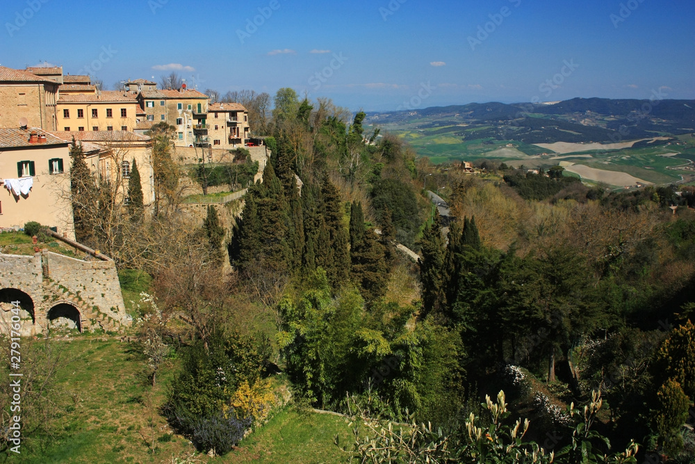 View of the hills from the city of Volterra, Italy