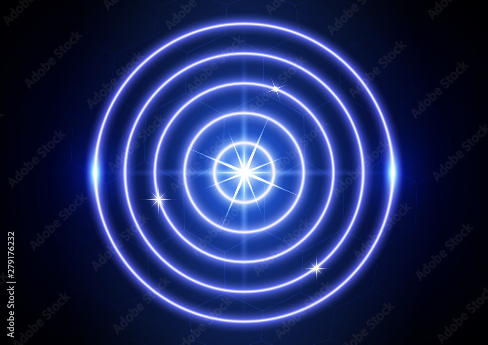Glowing neon target icon isolated on dark background. The concept of success. Glowing neon target icon isolated on dark background. The concept of success.