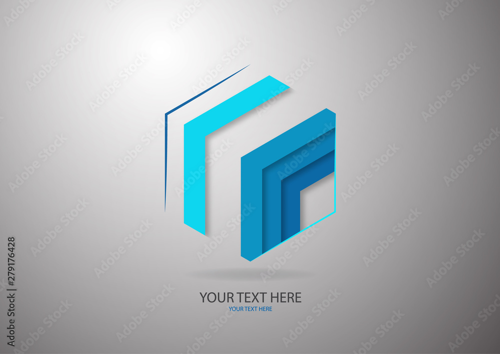 Abstract hexagon with stripes of different shades of blue. For logo design, advertising. Abstract hexagon with stripes of different shades of blue. For logo design, advertising.