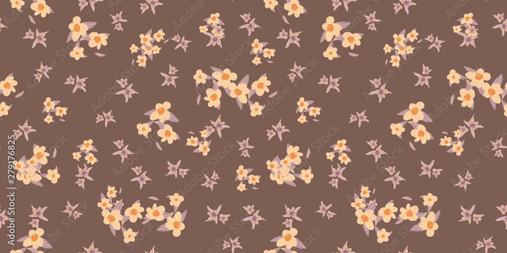 Vector pattern elementary usual fantasy flowers Colorful paisley wallpaper. Print design vector illustration.