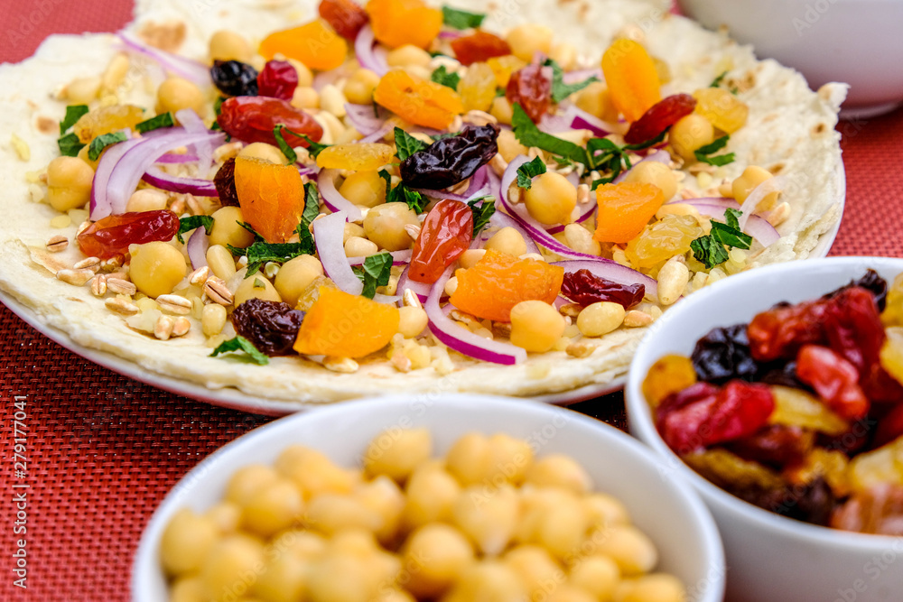 Healthy Pizza Base With Fruit and Nuts Healthy Pizza Base With Fruit and Nuts
