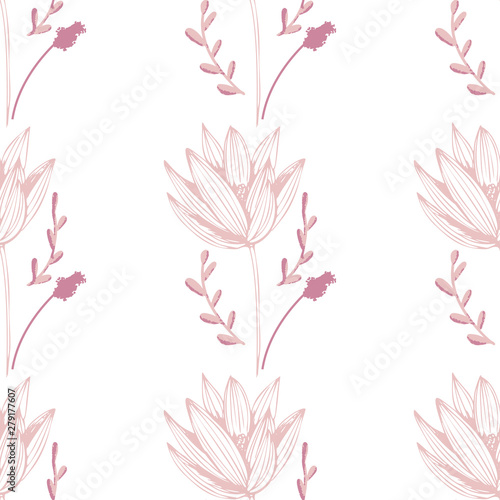 Japanese template with japanese flowers lotus for decorative design. Fabric pattern. Beautiful vector background. photo