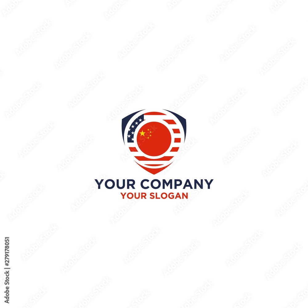US China Shield Logo Design Vector US China Shield Logo Design Vector