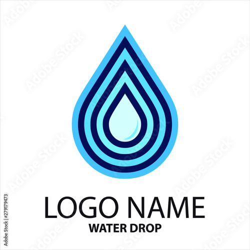 Logo vectoriel d’une goutte d'eau entourée de lignes de nuance de bleu.