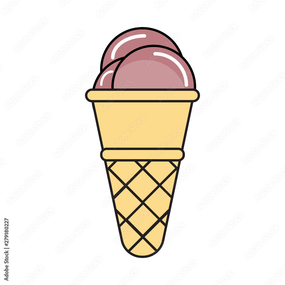 Chocolate ice cream cone with waffle