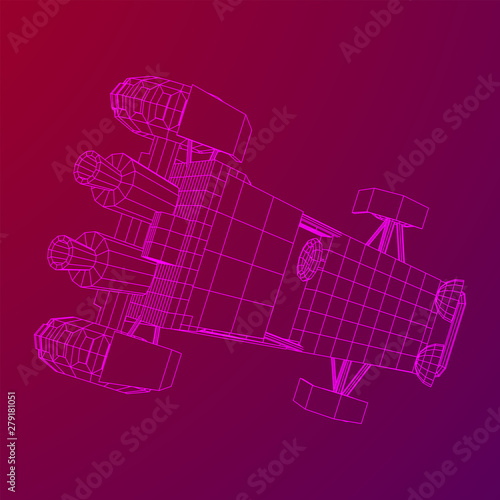 Off road dune buggy car. Terrain vehicle. Outdoor car racing, extreme sport oncept. Wireframe low poly mesh vector illustration