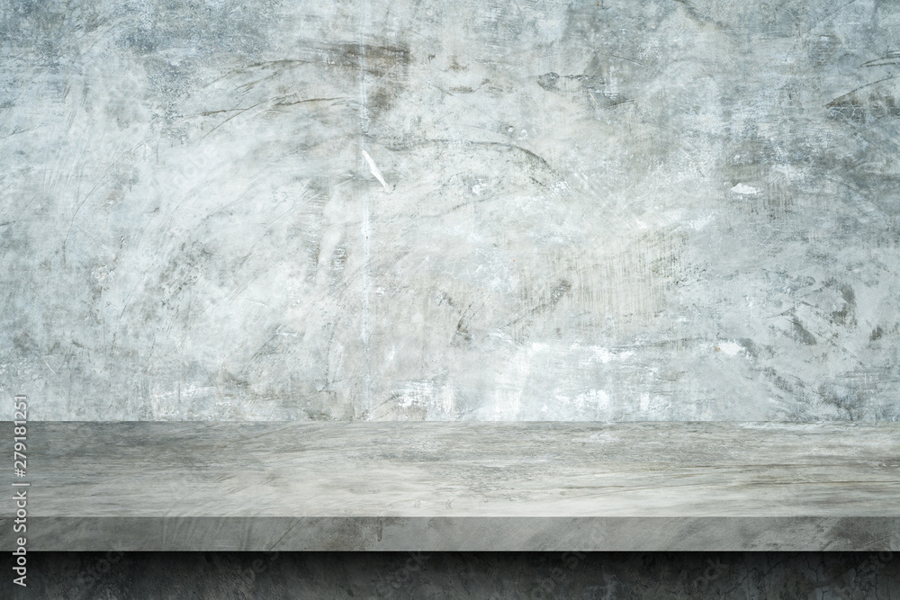 High Resolution on Gray cement shelf table with cement wall backgrounds,white room, interior,for display products.Best background with copy space. High Resolution on Gray cement shelf table with cement wall backgrounds,white room, interior,for display products.Best background with copy space.