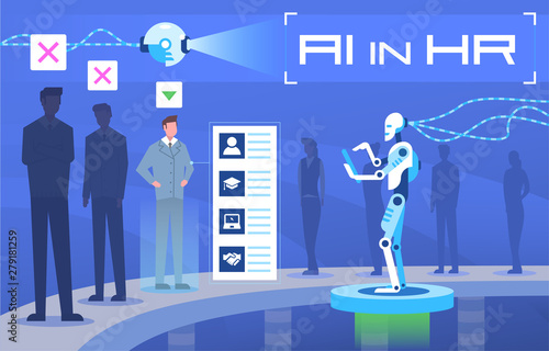 Vector illustration Artificial intelligence in human resources