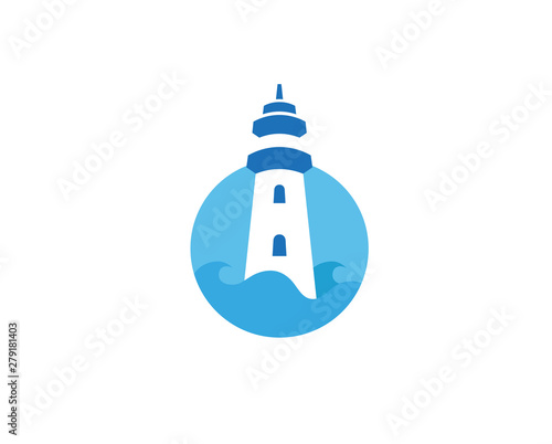 Creative lighthouse Circle Logo Design Vector Symbol Illustration