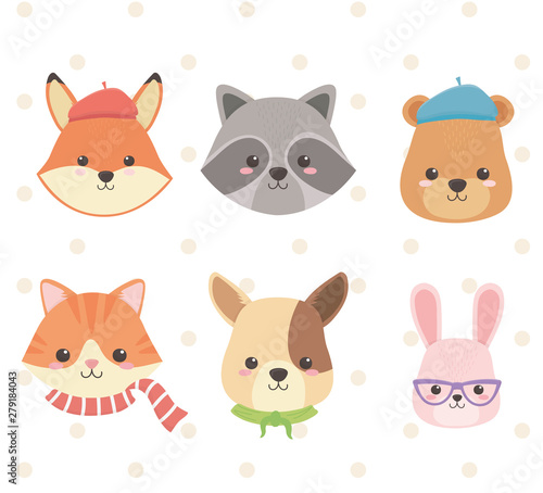 cute and little animals group characters