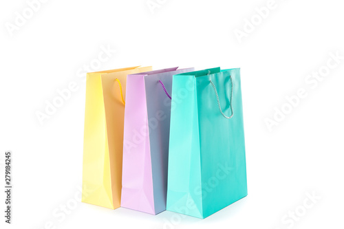 Color paper bags isolated on white background