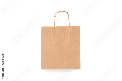 Empty paper bag isolated on white background