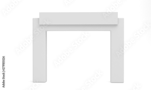 Exhibition Booth Tension Advertising Banner Square Arch Portable Display Stand. 3d render .