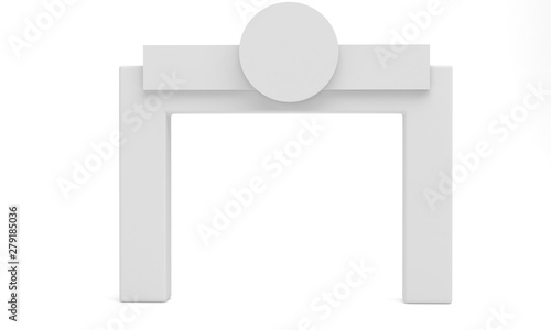 Exhibition Booth Tension Advertising Banner Square Arch Portable Display Stand. 3d render .