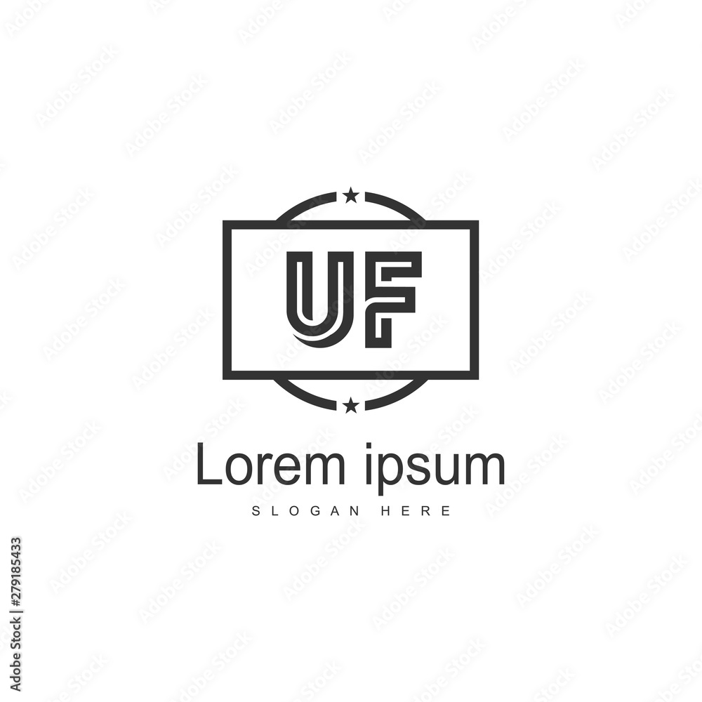 UF Letter Logo Design. Creative Modern UF Letters Icon Illustration