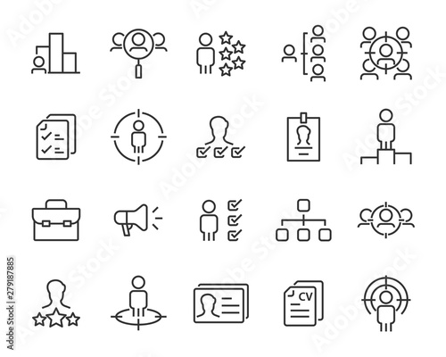 set of job seach icons ,such as work, career, traning, business, skill, meeting
