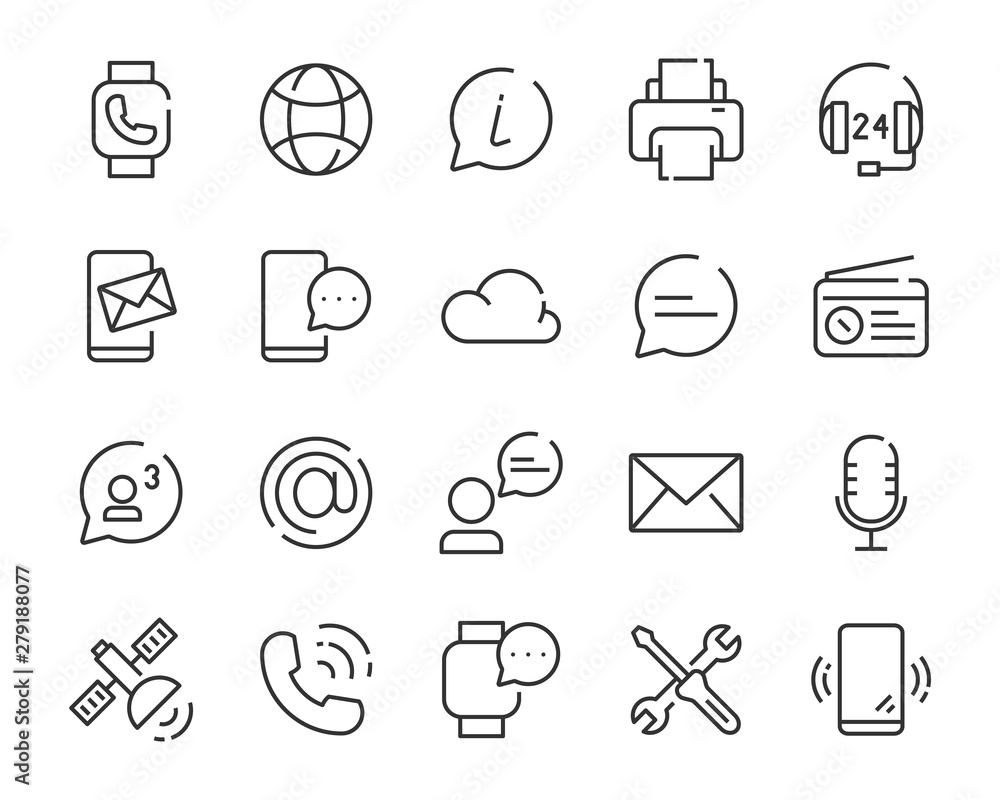 set of contact icons, such as support, mobile, phone, address, talk, call center