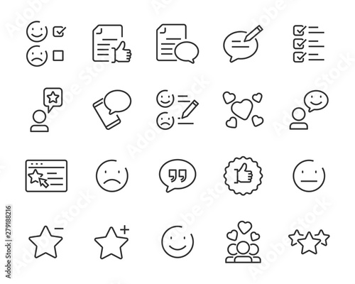 set of communication icons, such as chat, feedback, emotion, review