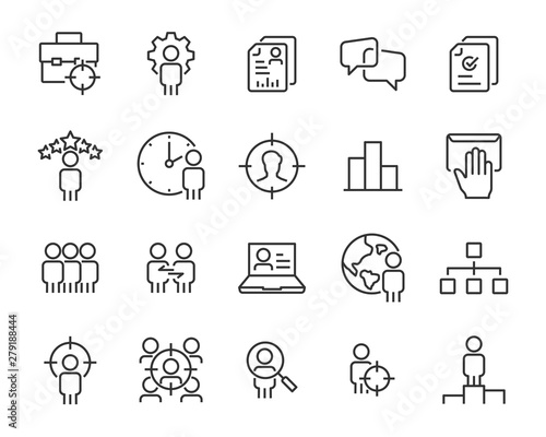 set of job seach icons ,such as work, career, traning, business, skill, meeting