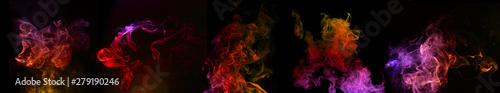 multi colored swirls of smoke on black background