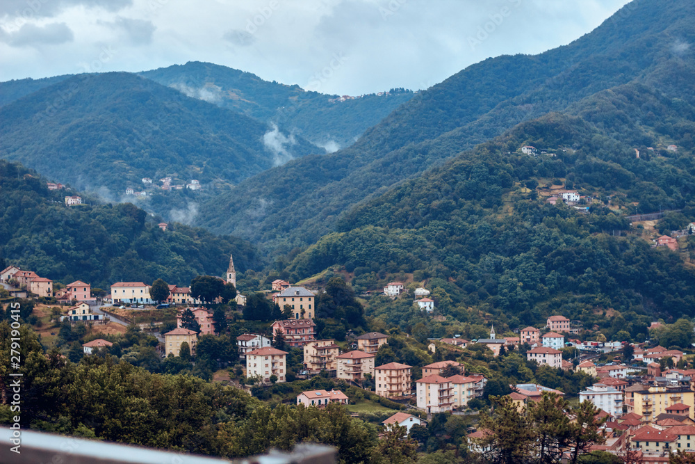 panorama of the town in mountains