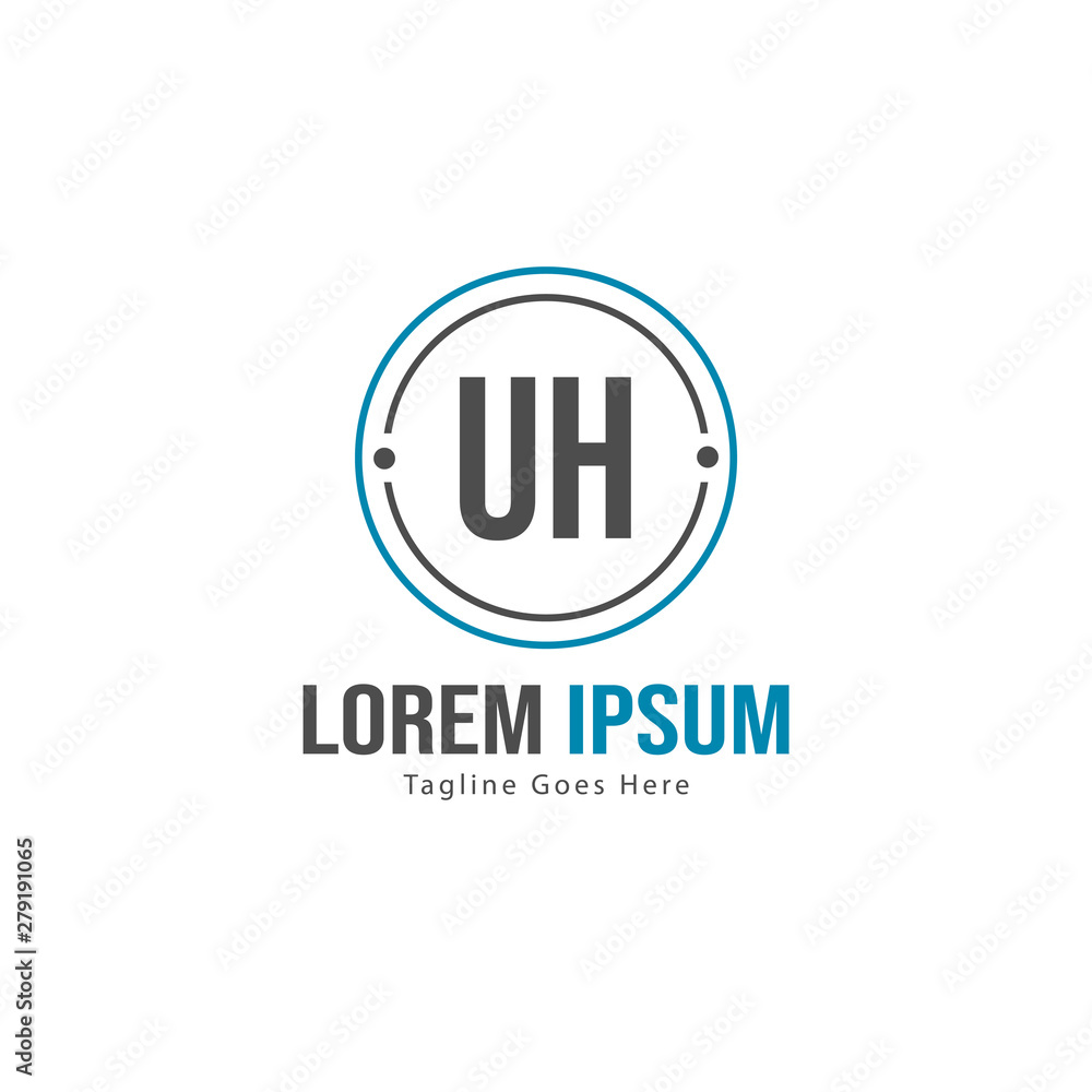 Fototapeta premium UH Letter Logo Design. Creative Modern UH Letters Icon Illustration