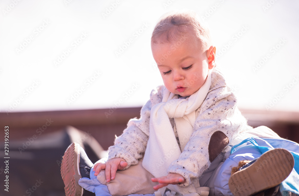 portrait of little baby boy on beautiful winter day portrait of little baby boy on beautiful winter day
