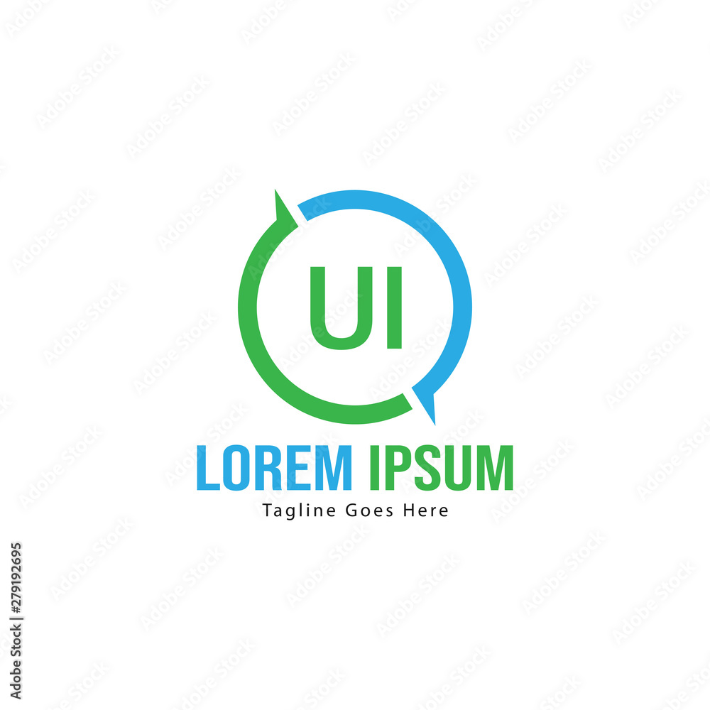 UI Letter Logo Design. Creative Modern UI Letters Icon Illustration UI Letter Logo Design. Creative Modern UI Letters Icon Illustration