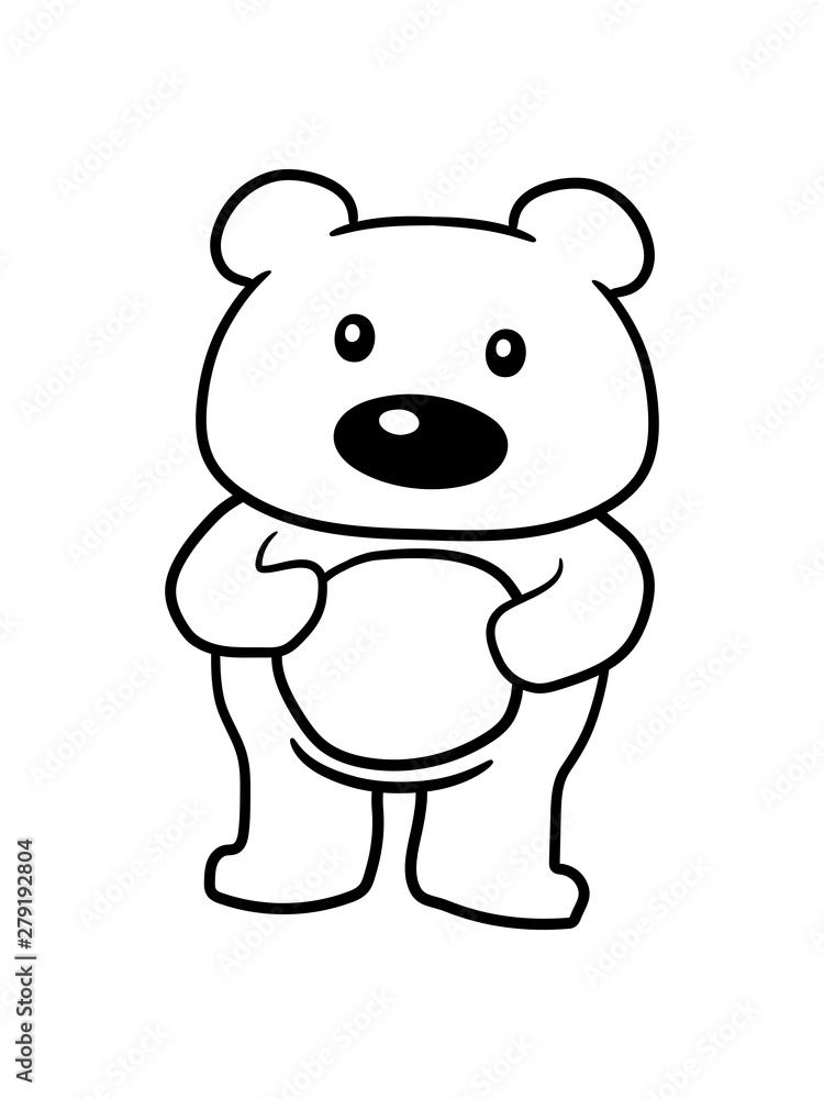 bär stehender süßer kleiner teddy bärchen kuscheltier grizzly spielzeug  baby kind niedlich clipart comic cartoon design Stock Illustration | Adobe  Stock