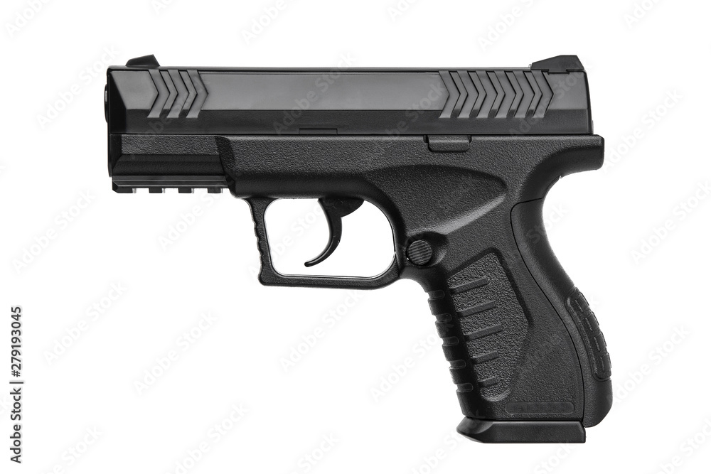 Black gun pistol isolated on white