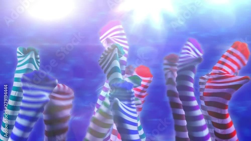 Striped Sock Monster Dance Party Multicolor Motion Background